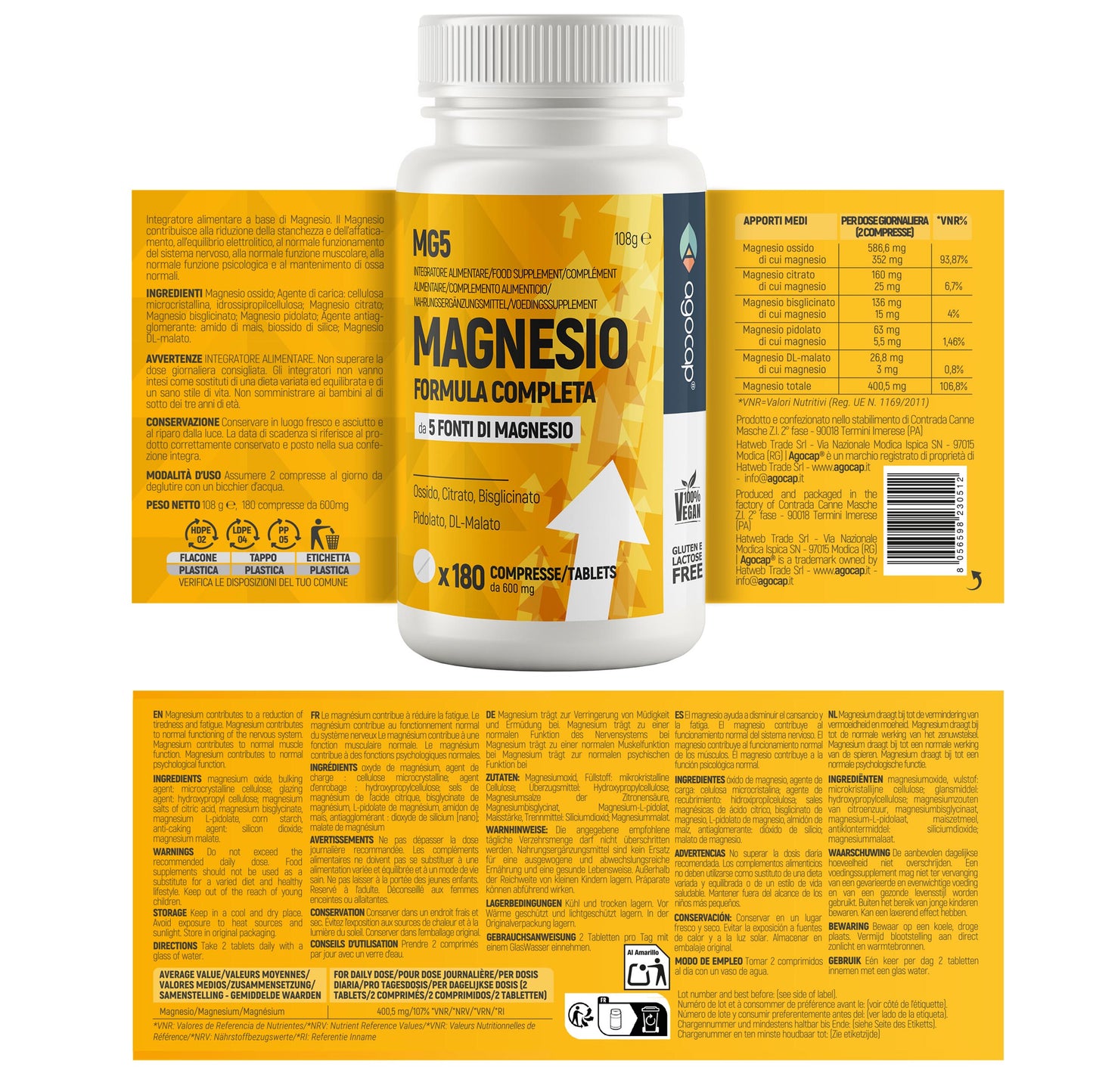Magnesio 5 Fonti | Integratore contro stress e affaticamento per energia e sistema nervoso - foto 7