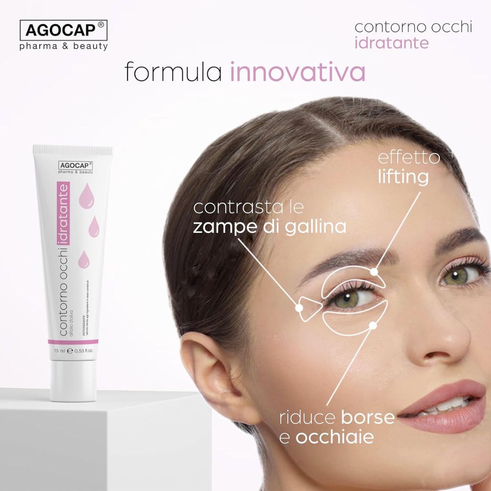 Crema Contorno Occhi Idratante e Antirughe con Acido Ialuronico e Olio d'Oliva, per una Pelle Elastica e Tonica - foto 2