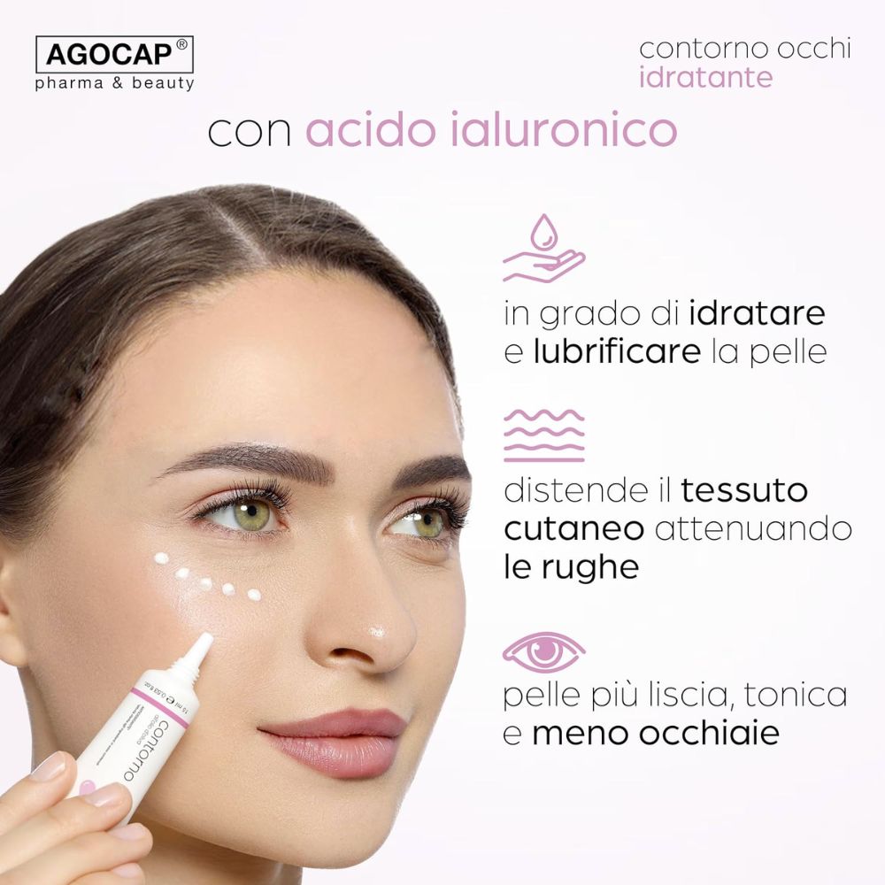 Crema Contorno Occhi Idratante e Antirughe con Acido Ialuronico e Olio d'Oliva, per una Pelle Elastica e Tonica - foto 3