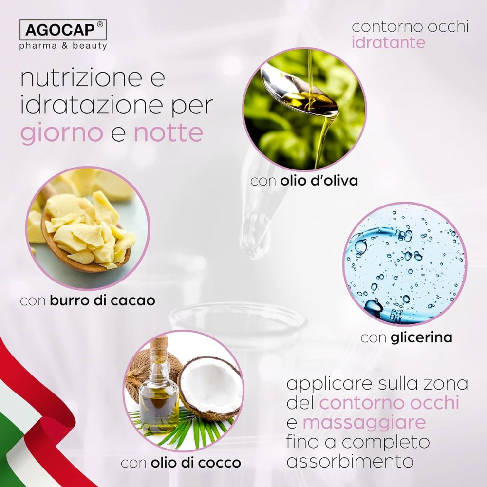 Crema Contorno Occhi Idratante e Antirughe con Acido Ialuronico e Olio d'Oliva, per una Pelle Elastica e Tonica - foto 4