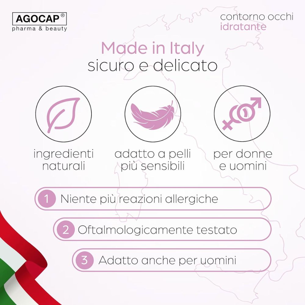 Crema Contorno Occhi Idratante e Antirughe con Acido Ialuronico e Olio d'Oliva, per una Pelle Elastica e Tonica - foto 6