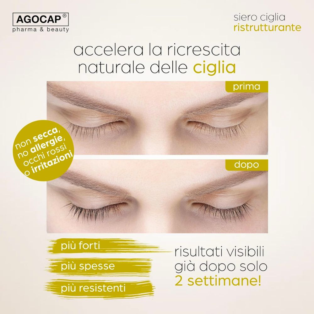 Siero Ciglia Ristrutturante e Allungante, Trattamento Rinforzante per Ciglia più Lunghe - foto 2