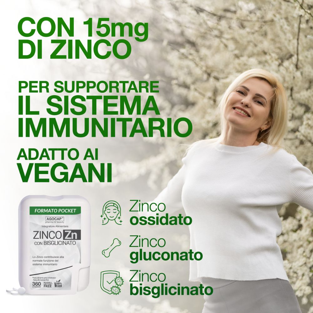 Zinco con Bisglicinato 15 mg, Alto Dosaggio, Integratore Alimentare per il Sistema Immunitario, 360 compresse - foto 2