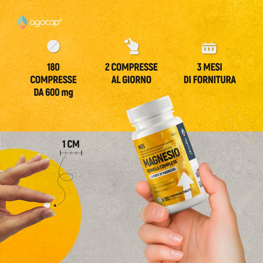 Magnesio 5 Fonti | Integratore contro stress e affaticamento per energia e sistema nervoso - foto 4