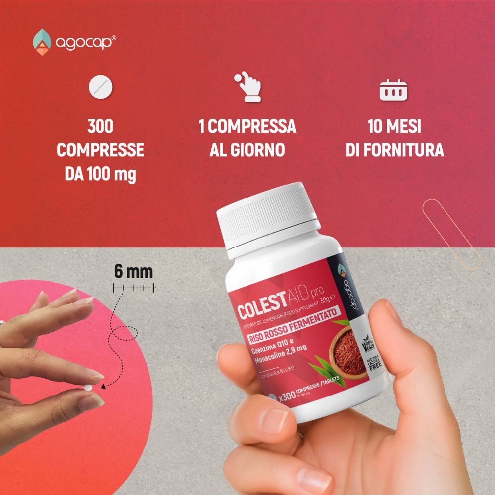Colestaid PRO, Integratore Alimentare per il Controllo del Colesterolo, con Riso Rosso Fermentato, 300 compresse - foto 4