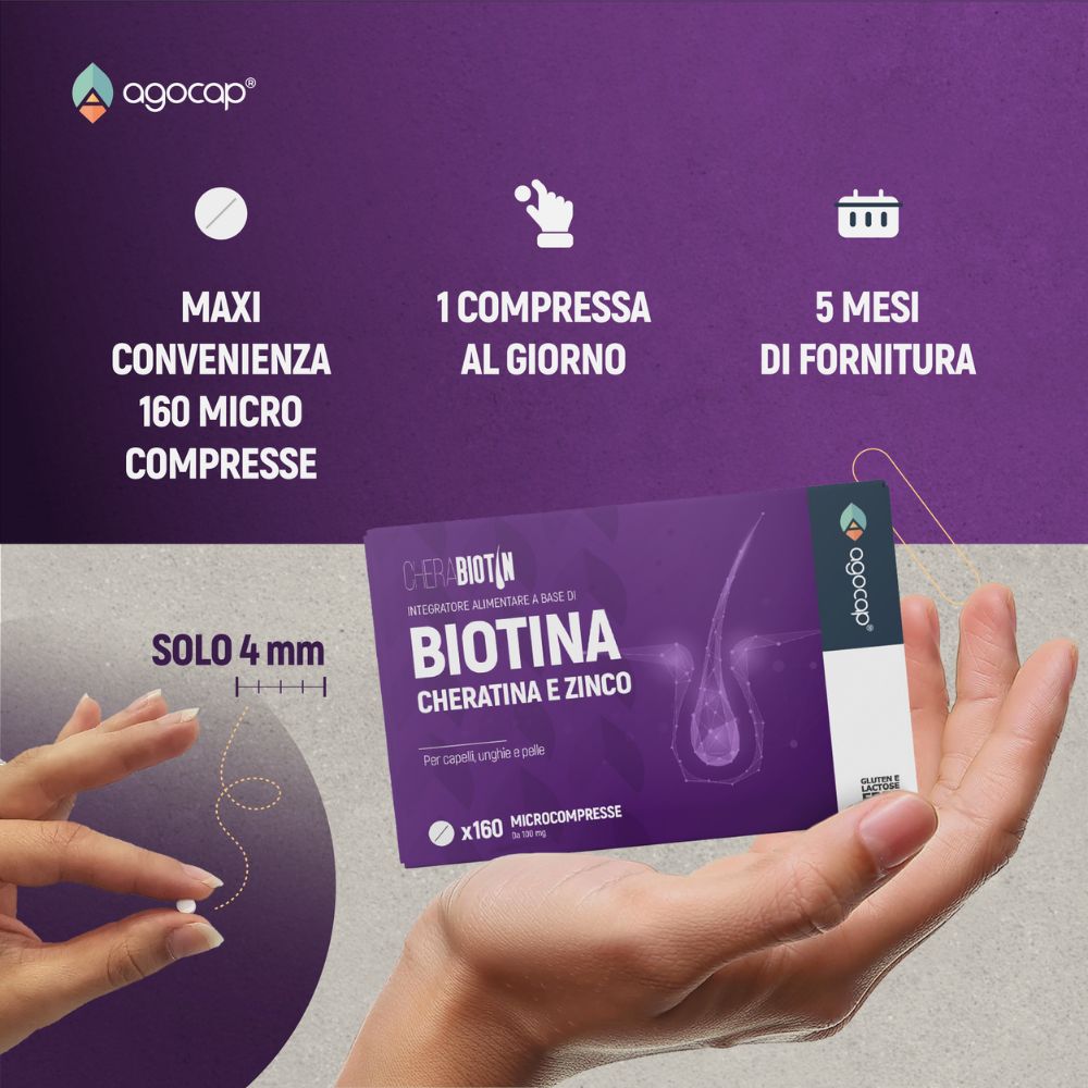 Cherabiotin | Integratore per capelli, unghie e pelle con Biotina, Cheratina e Zinco - foto 4