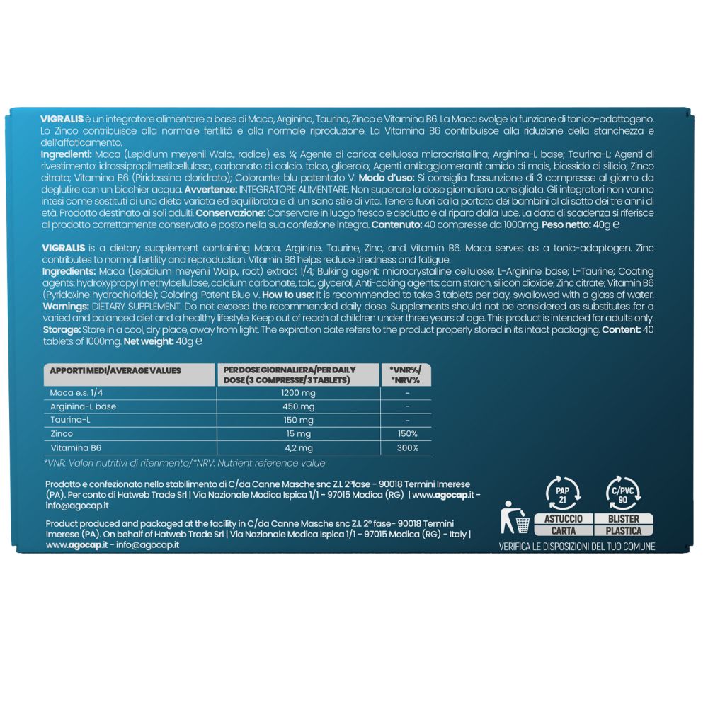 Vigralis | Integratore per energia, forza e vitalità maschile con Maca, Arginina e Taurina - foto 7