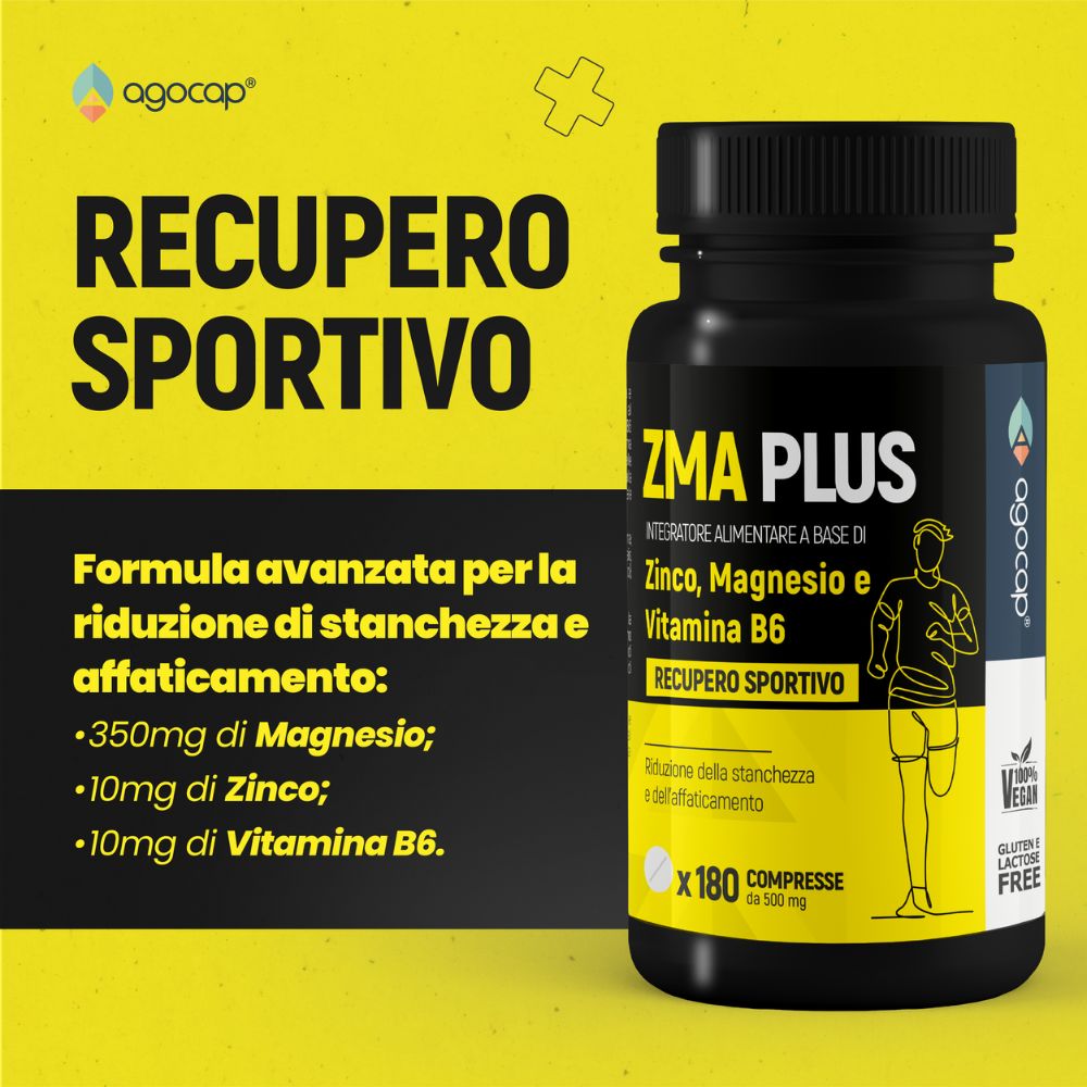 ZMA Plus | Integratore con Zinco, Magnesio e Vitamina B6 per Recupero Sportivo - foto 2