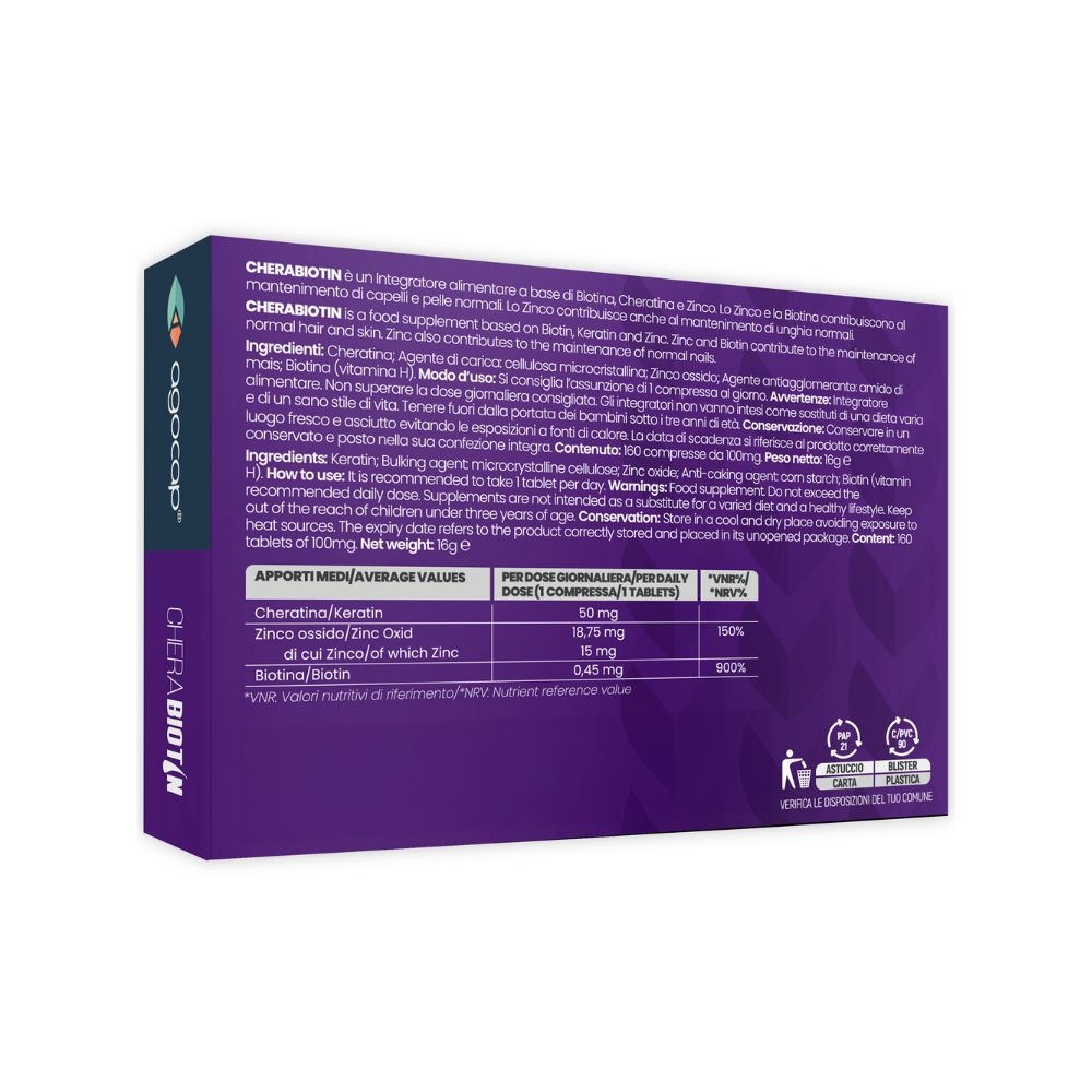 Cherabiotin | Integratore per capelli, unghie e pelle con Biotina, Cheratina e Zinco - foto 7