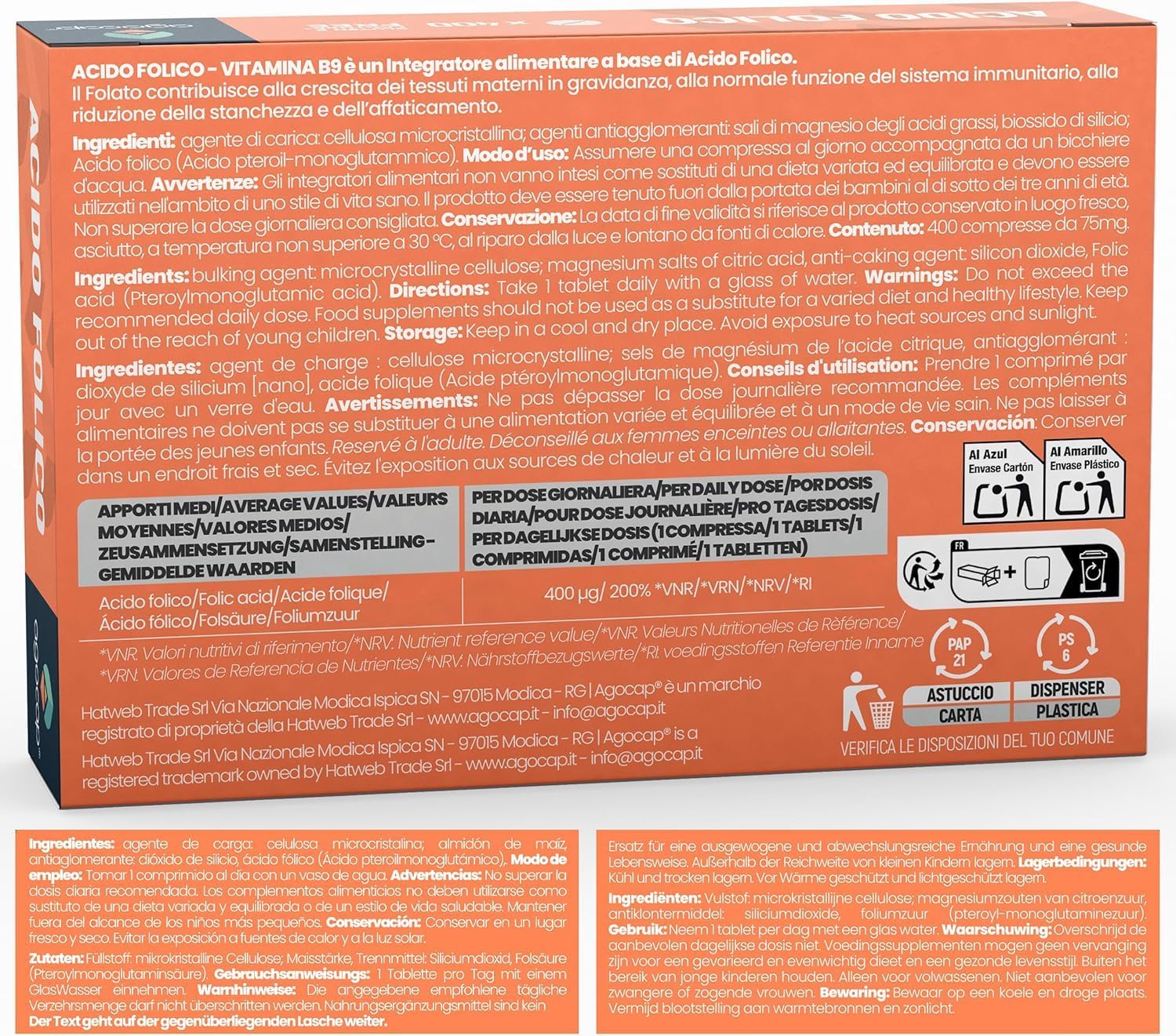 Acido Folico Vitamina B9 | Integratore per gravidanza e crescita dei tessuti materni con Acido Folico 400 mcg - foto 8
