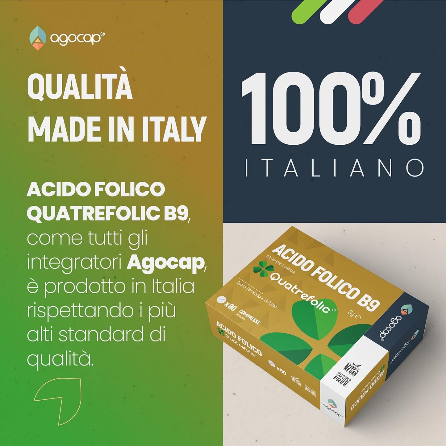 Acido Folico di 4a Generazione Quatrefolic, Vitamina B9, Integratore Alimentare con Assorbimento Fino a 3 Volte Superiore, 80 compresse - foto 6