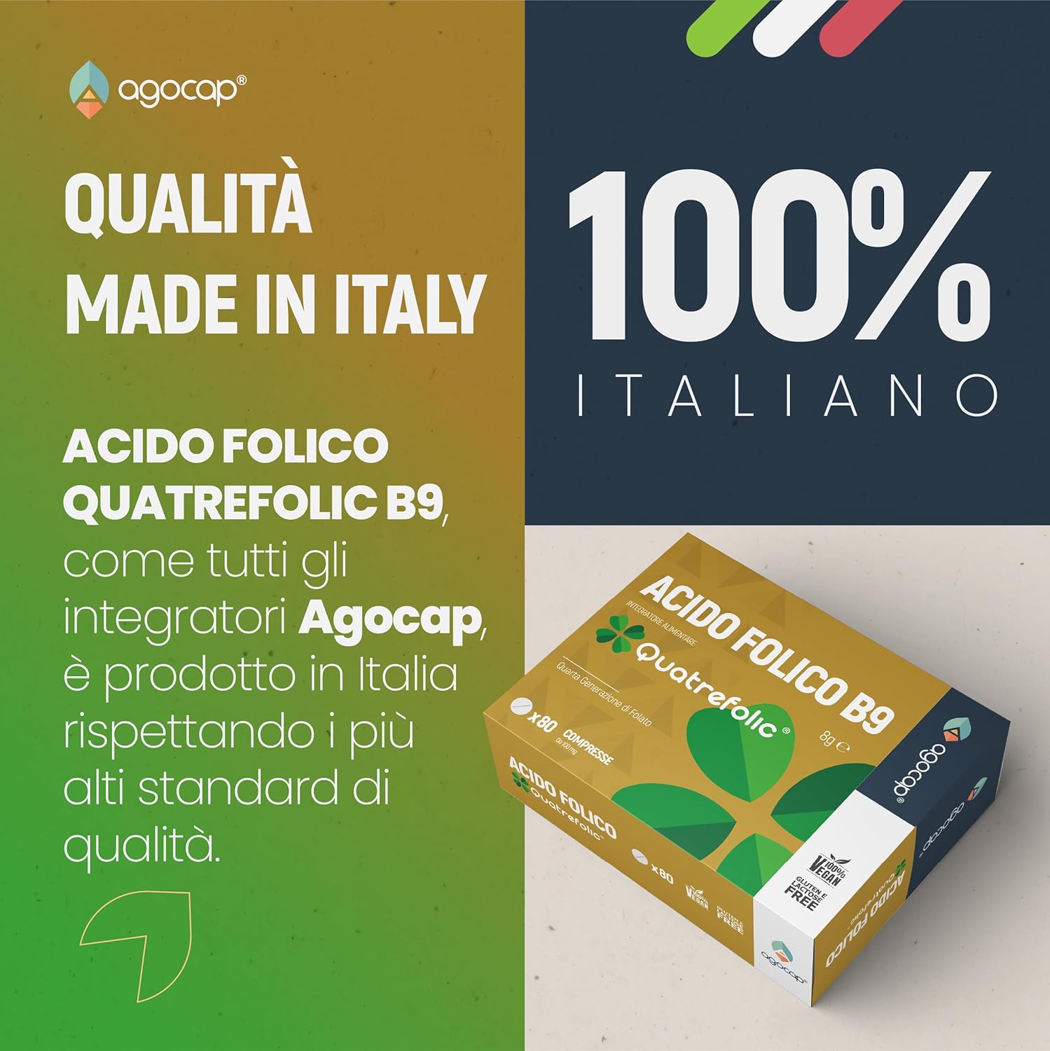 Acido Folico di 4a Generazione Quatrefolic, Vitamina B9, Integratore Alimentare con Assorbimento Fino a 3 Volte Superiore, 80 compresse - foto 6