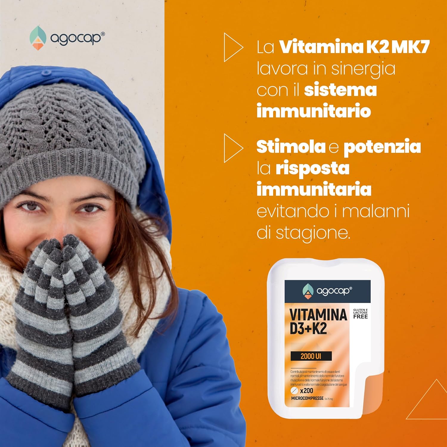 Vitamina D3 + Vitamina K2 (MK7) | Integratore per ossa e difese immunitarie con Vitamina D3 e K2 - foto 3