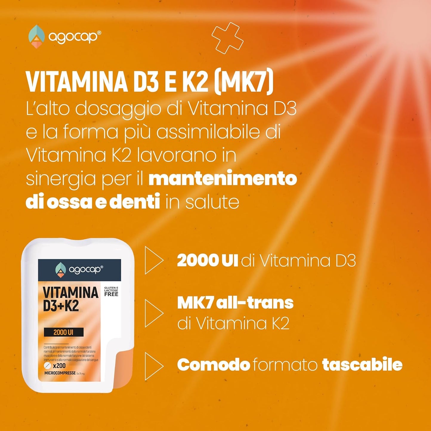 Vitamina D3 + Vitamina K2 (MK7) | Integratore per ossa e difese immunitarie con Vitamina D3 e K2 - foto 4