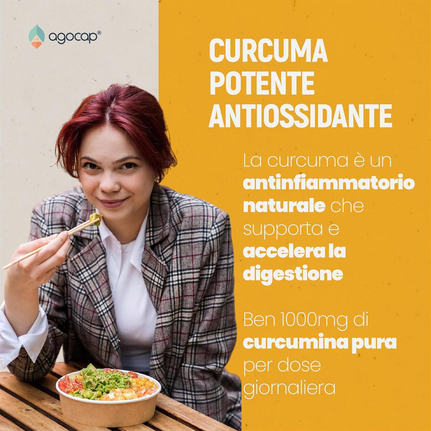 Curcumaid Pro | Integratore per digestione e mobilità gastrointestinale con Curcuma, Piperina e Zenzero - foto 2