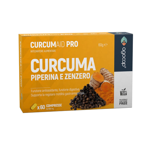 Curcumaid Pro | Integratore per digestione e mobilità gastrointestinale con Curcuma, Piperina e Zenzero