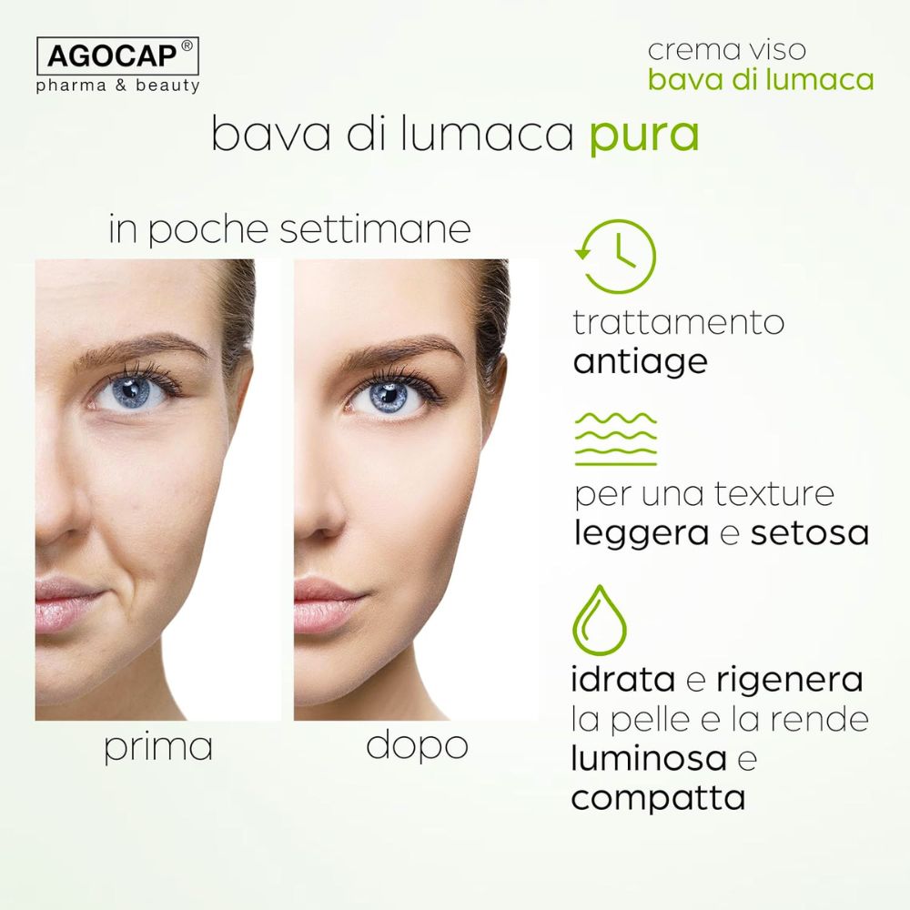 Crema Viso Bava di Lumaca e Acido Ialuronico 100% Naturale, Anti-Age, Idratante e Rigenerante, 50ml - foto 3
