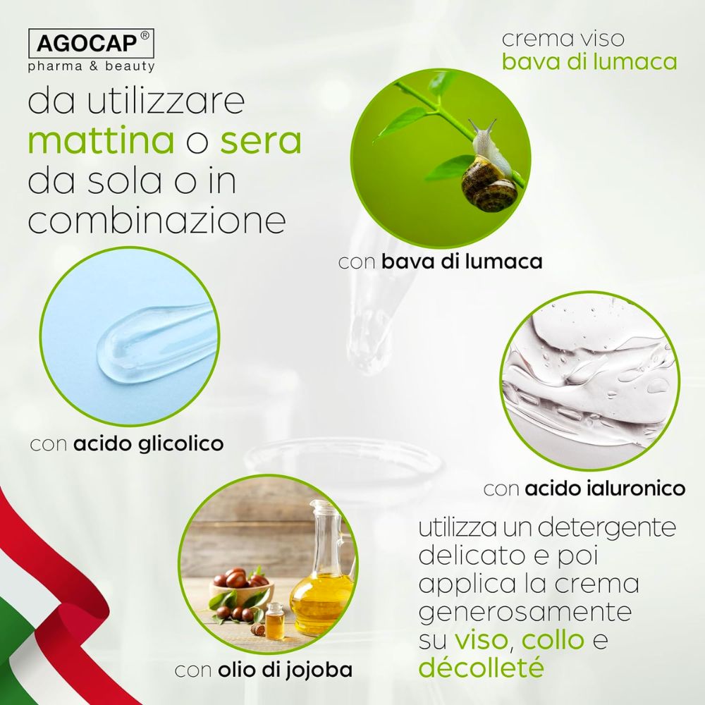 Crema Viso Bava di Lumaca e Acido Ialuronico 100% Naturale, Anti-Age, Idratante e Rigenerante, 50ml - foto 4