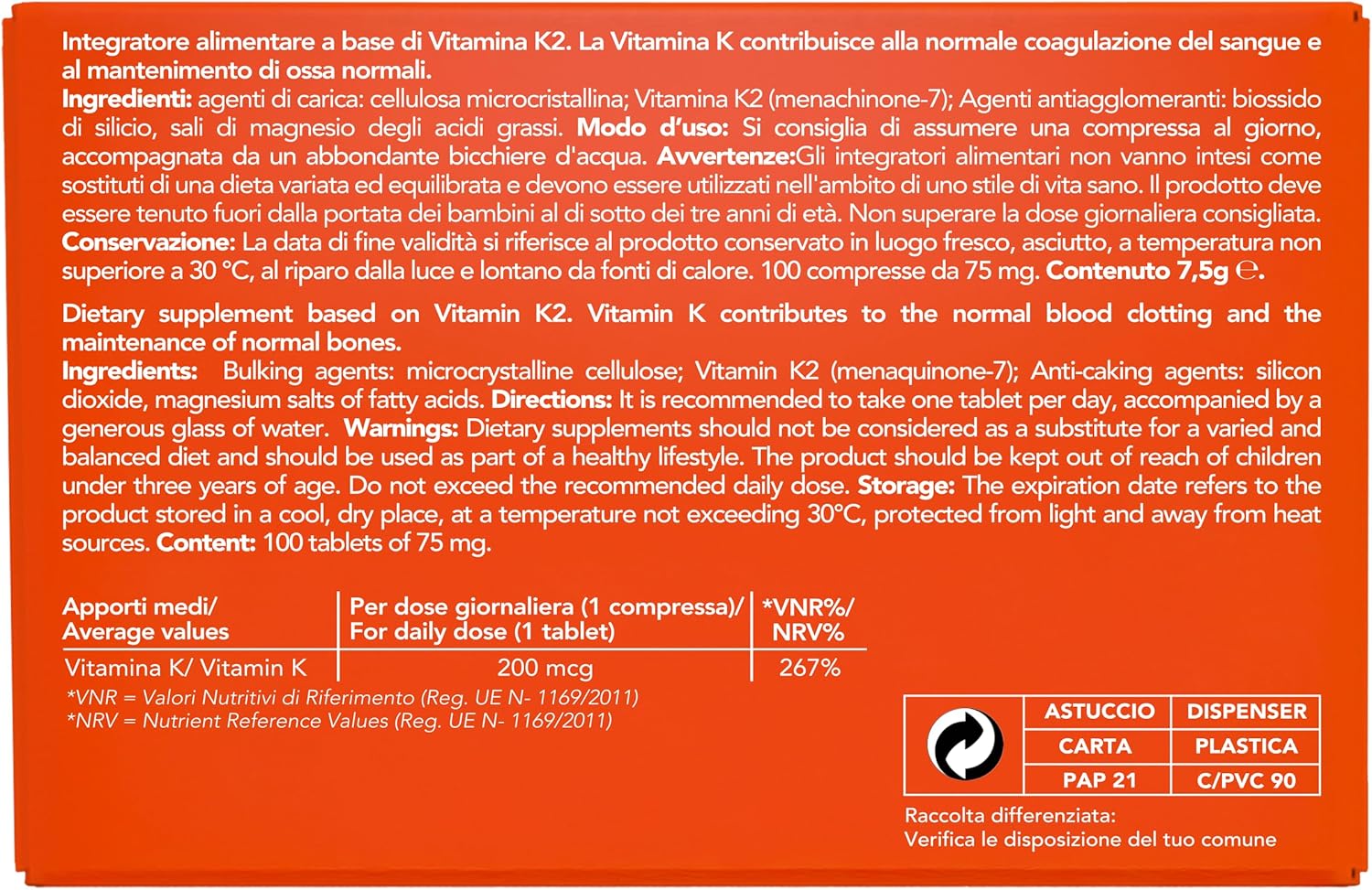 Vitamina K2 MK7 200 mcg | Integratore per Ossa e Sistema Cardiovascolare - foto 7