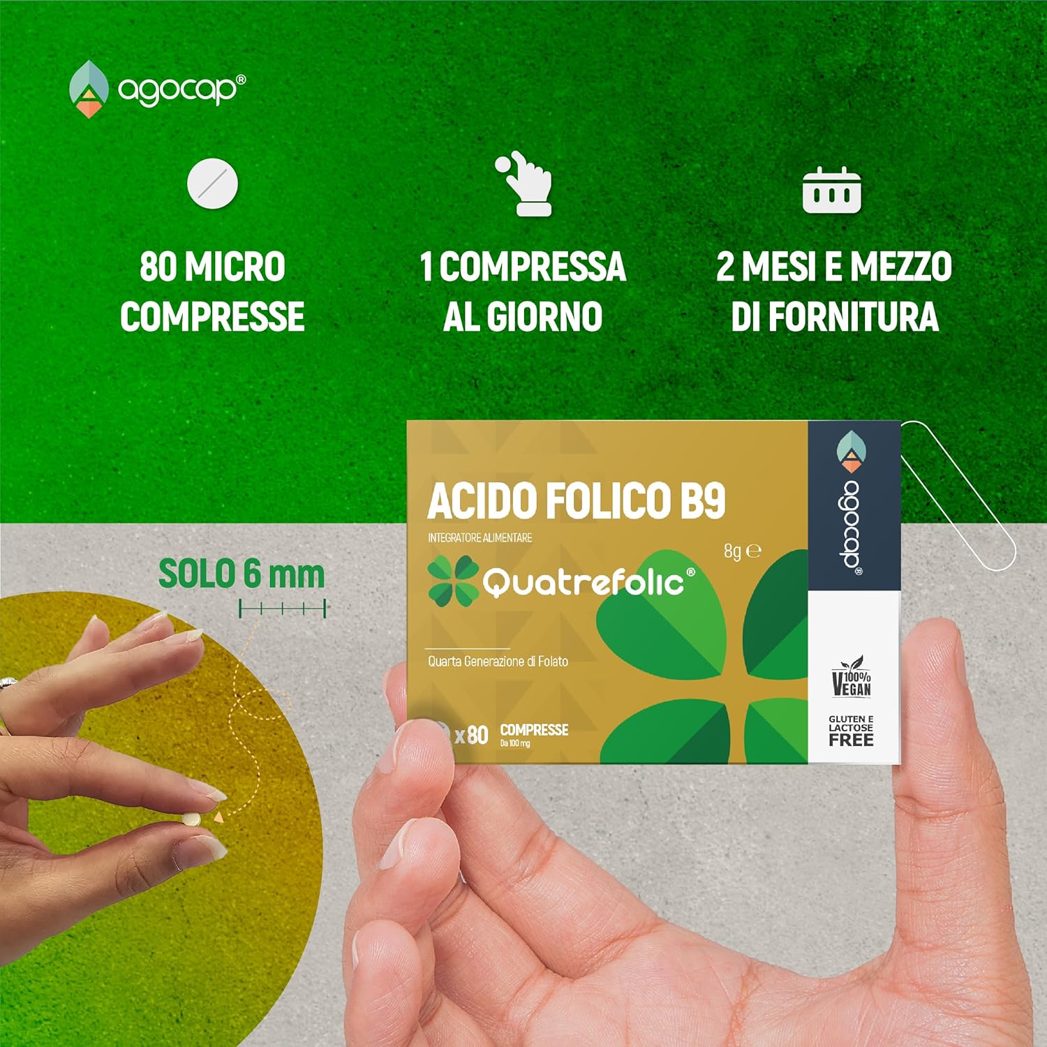 Acido Folico di 4a Generazione Quatrefolic, Vitamina B9, Integratore Alimentare con Assorbimento Fino a 3 Volte Superiore, 80 compresse - foto 5