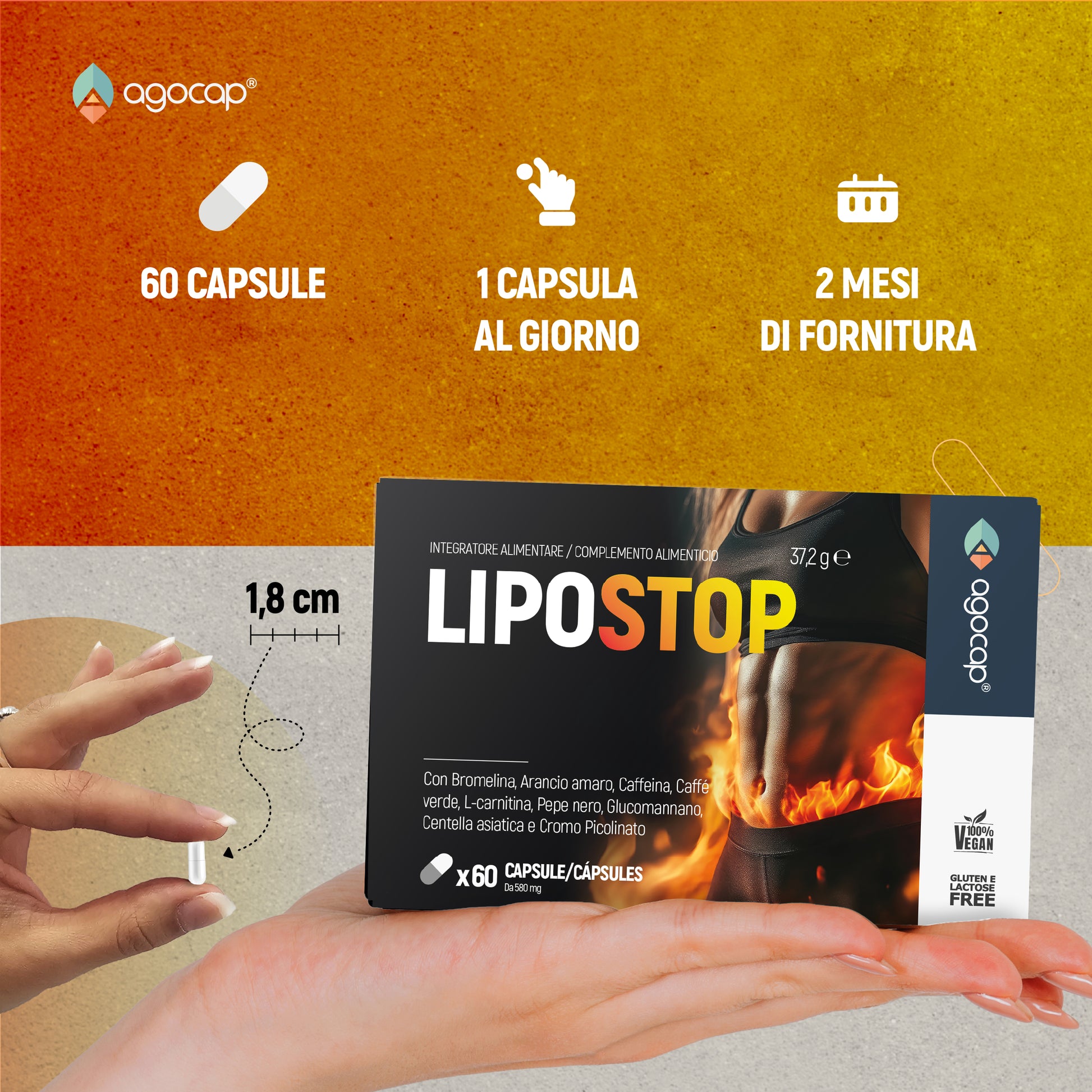 LIPOSTOP Integratore per Dimagrire, Metabolismo e Fame Nervosa - 60 Capsule - foto 4