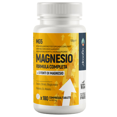 Magnesio 5 Fonti | Integratore contro stress e affaticamento per energia e sistema nervoso
