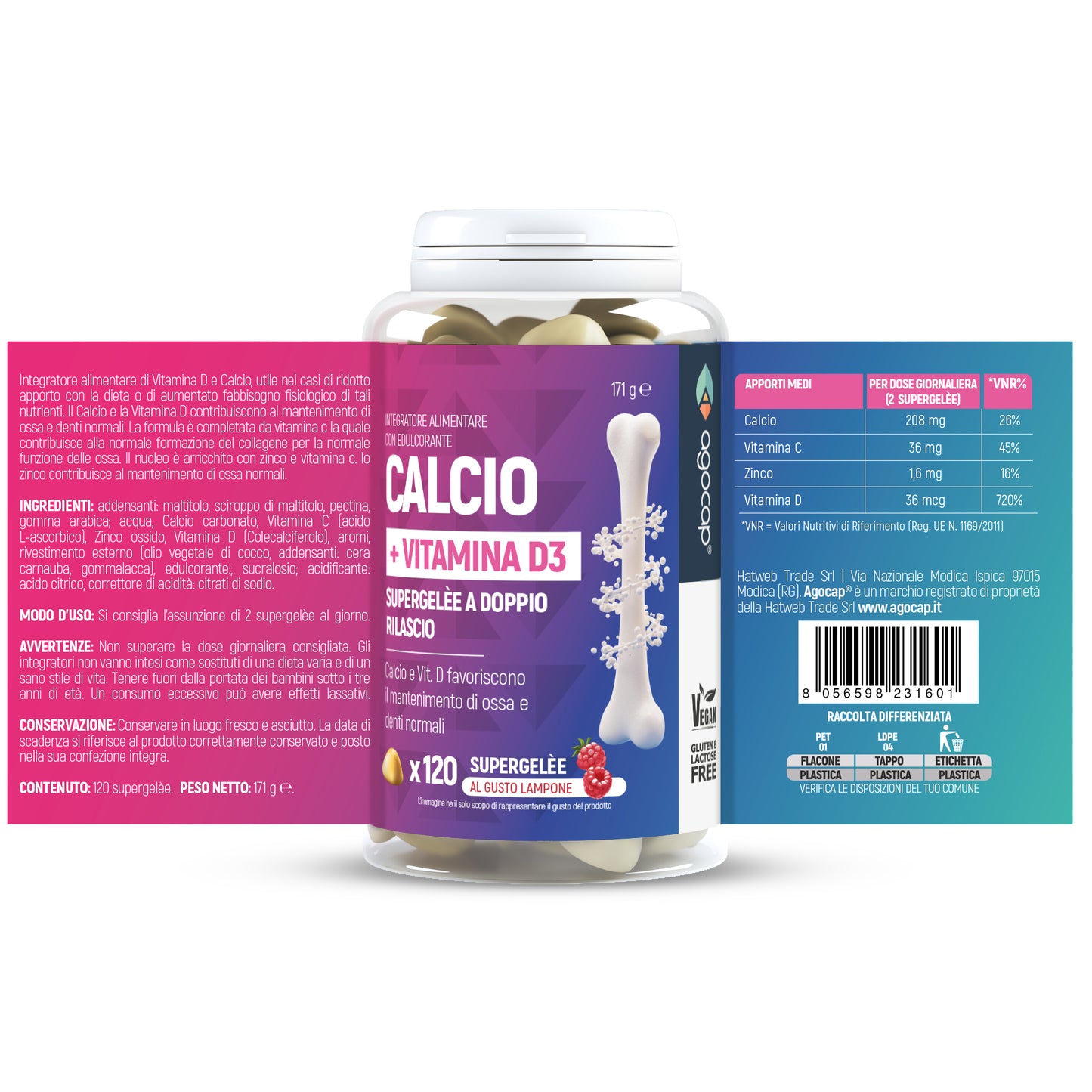 Calcio + Vitamina D3 | Integratore per ossa, denti e articolazioni con supergelée masticabili - foto 7