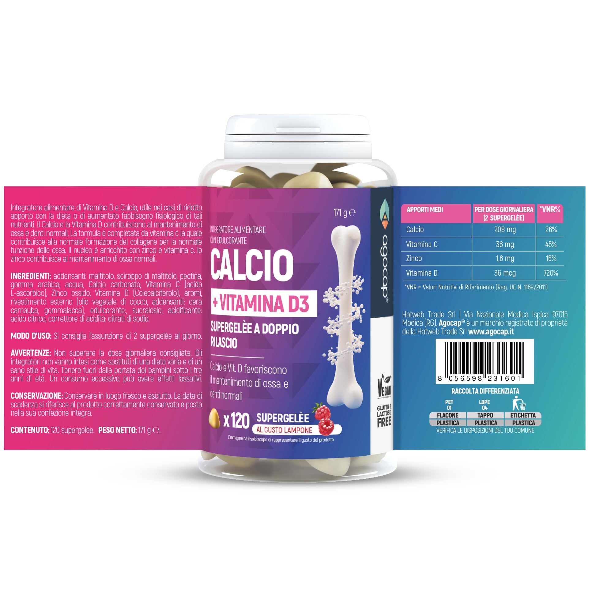 Calcio + Vitamina D3 | Integratore per ossa, denti e articolazioni con supergelée masticabili - foto 7