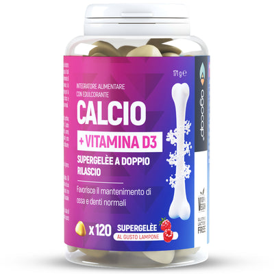 Calcio + Vitamina D3 | Integratore per ossa, denti e articolazioni con supergelée masticabili