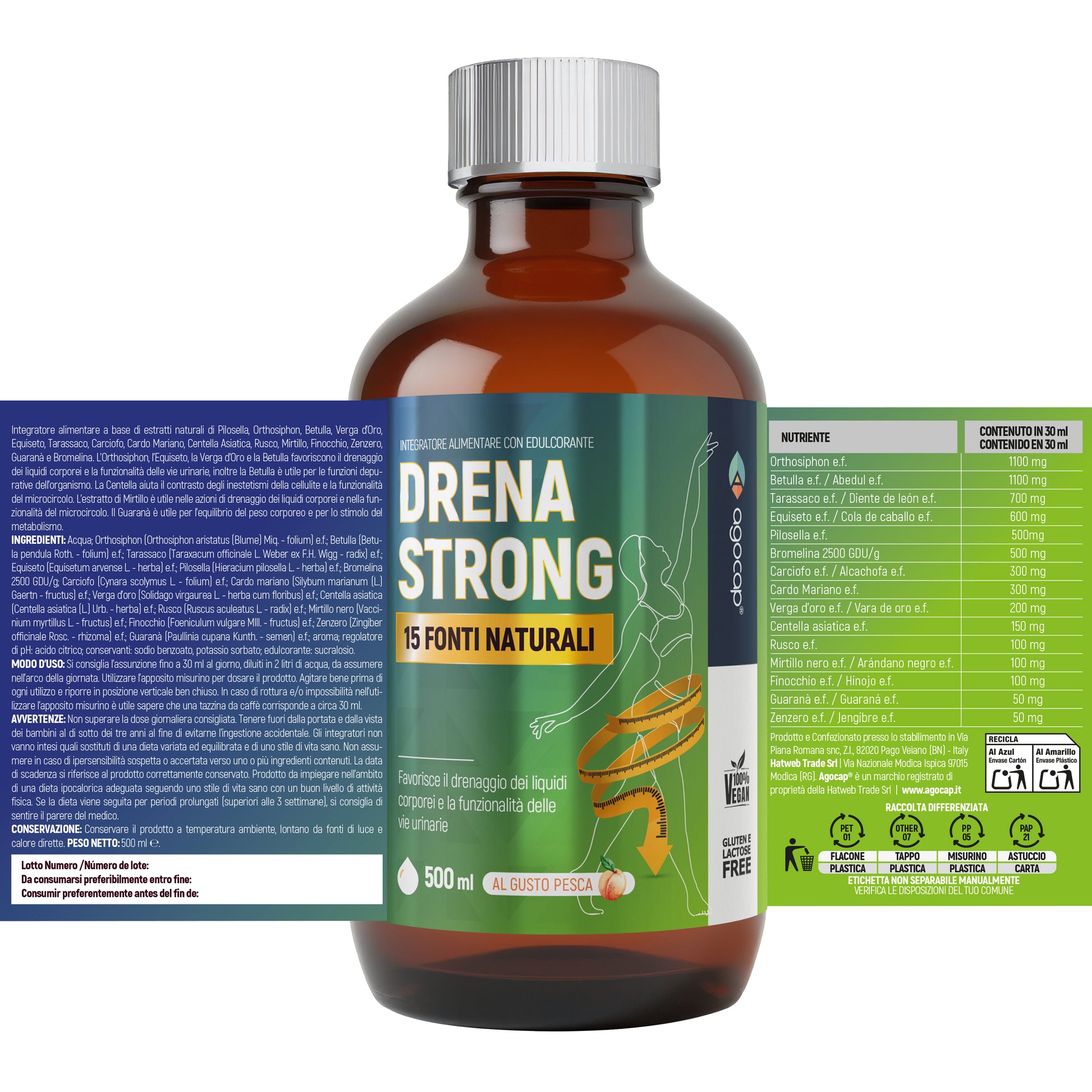 Drena Strong | Drenante liquido per ritenzione idrica e gonfiore con 15 estratti vegetali - foto 8