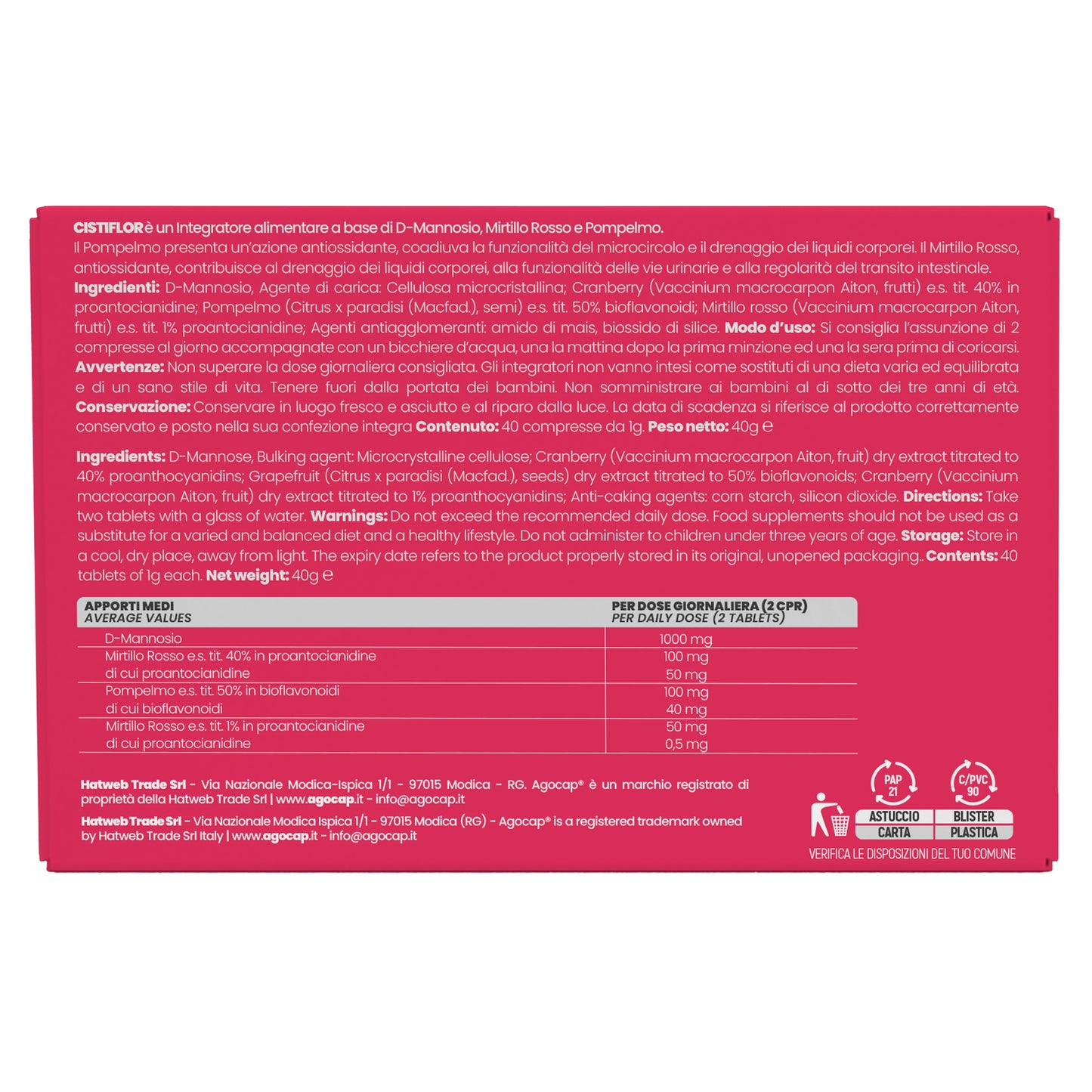 Cistiflor | Integratore per cistite e candida con D-Mannosio, mirtillo rosso e semi di pompelmo - foto 7