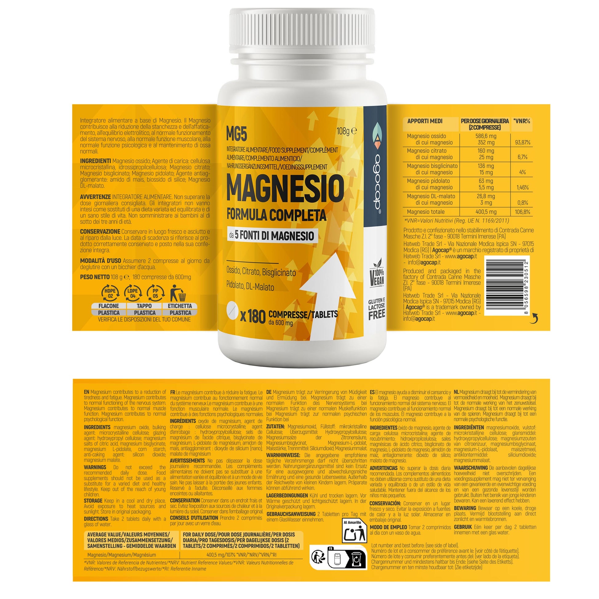 Magnesio 5 Fonti | Integratore contro stress e affaticamento per energia e sistema nervoso - foto 7