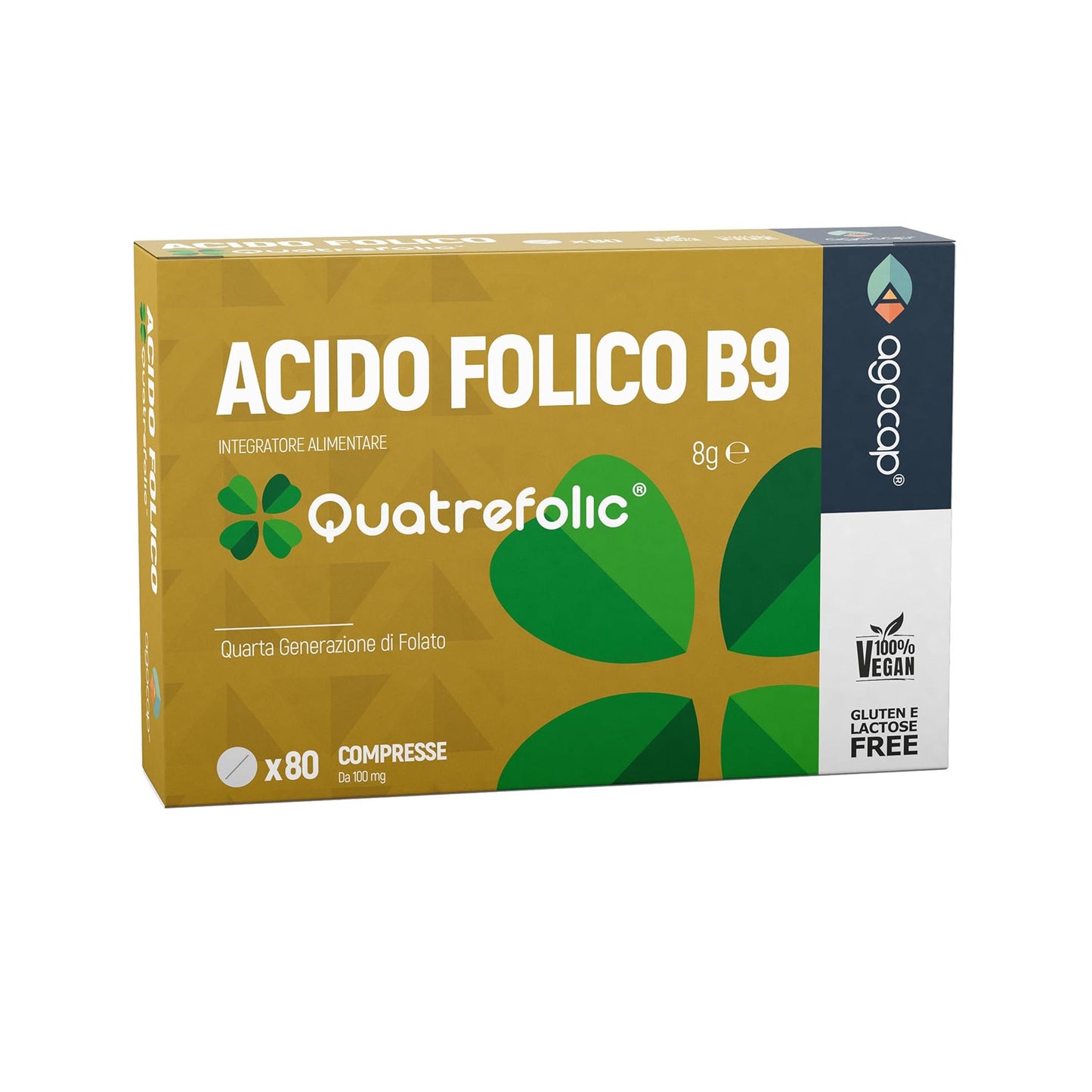 Acido Folico di 4a Generazione Quatrefolic, Vitamina B9, Integratore Alimentare con Assorbimento Fino a 3 Volte Superiore, 80 compresse
