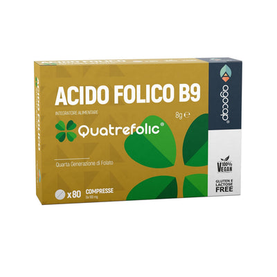 Acido Folico di 4a Generazione Quatrefolic, Vitamina B9, Integratore Alimentare con Assorbimento Fino a 3 Volte Superiore, 80 compresse