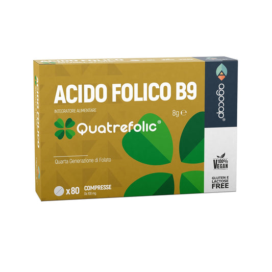 Acido Folico di 4a Generazione Quatrefolic, Vitamina B9, Integratore Alimentare con Assorbimento Fino a 3 Volte Superiore, 80 compresse