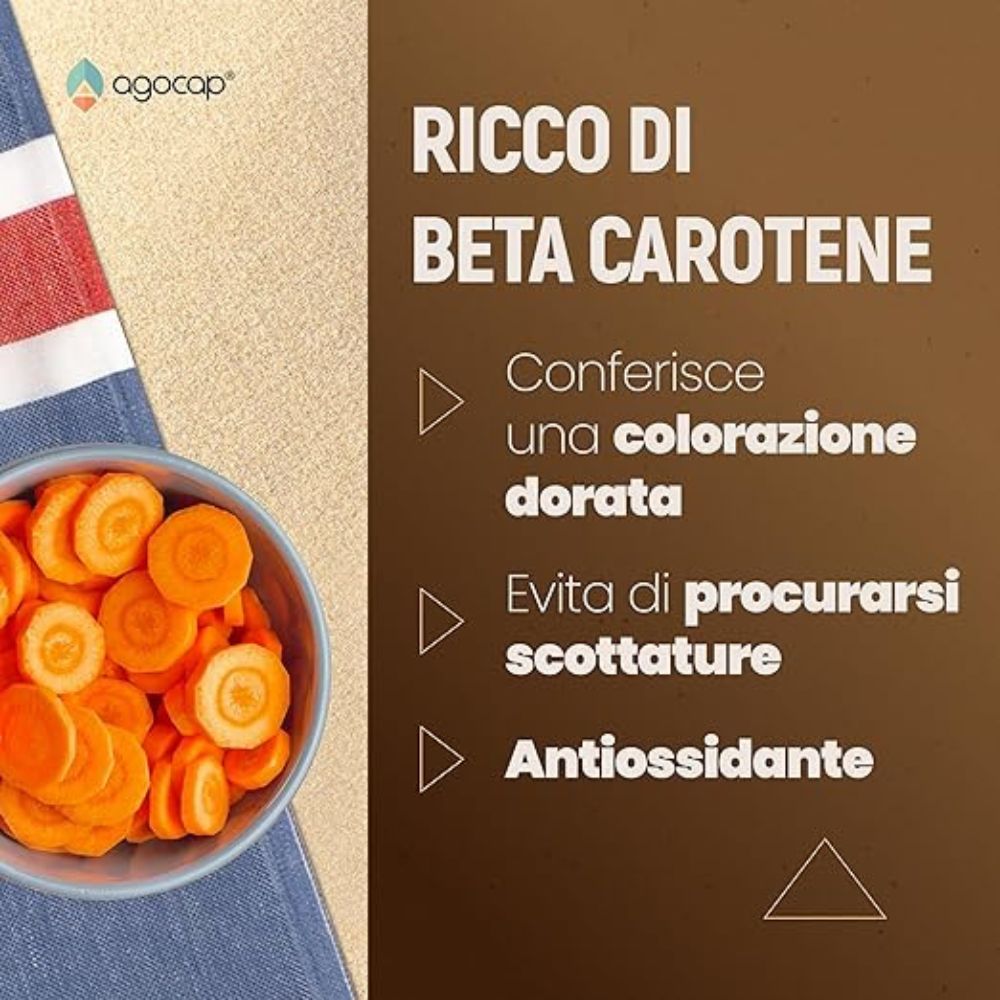 Soleil ricco di Betacarotene per abbronzatura dorata antiossidante protezione raggi UV Agocap
